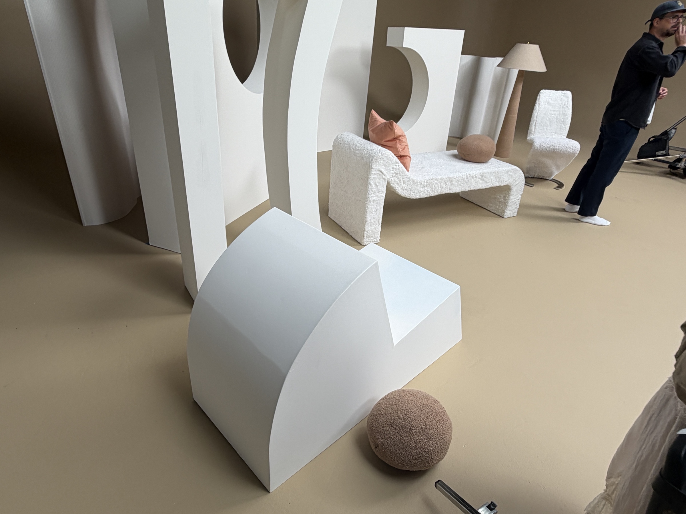 Sculptural forms, seen from the studio floor