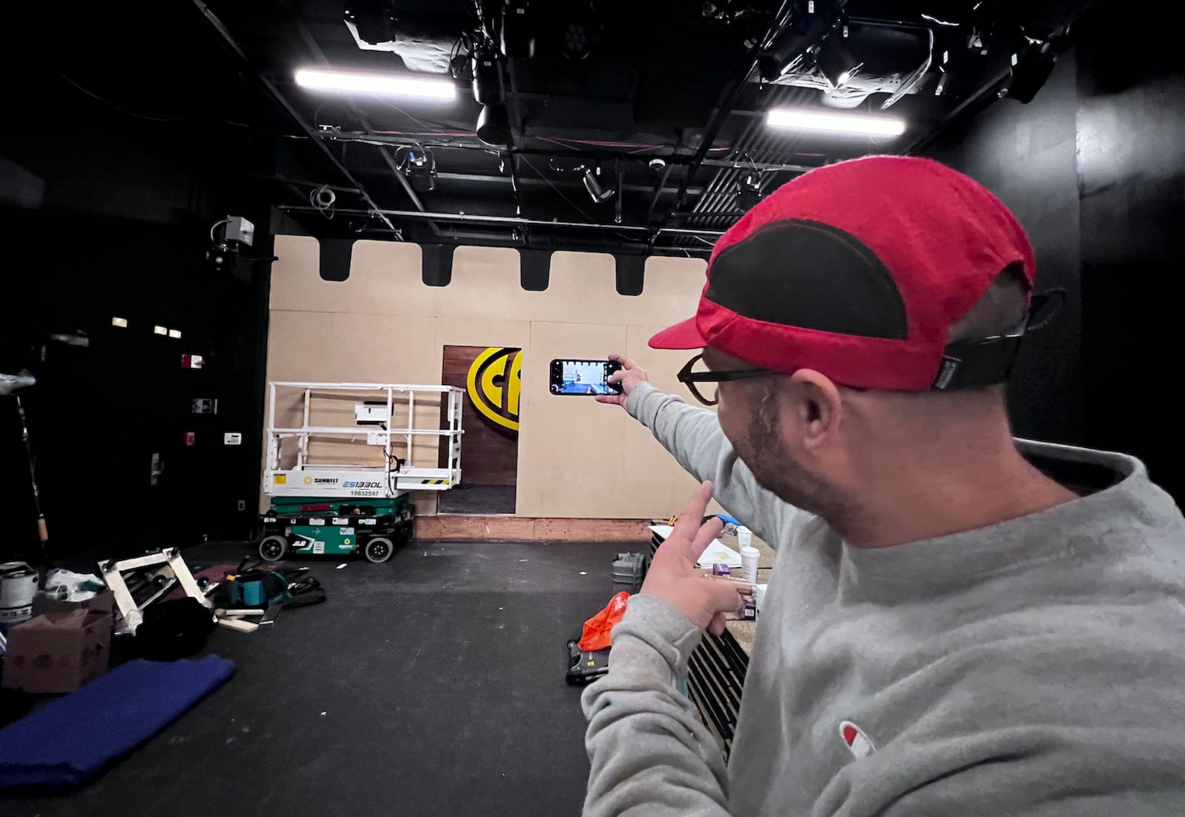 On the floor during installation