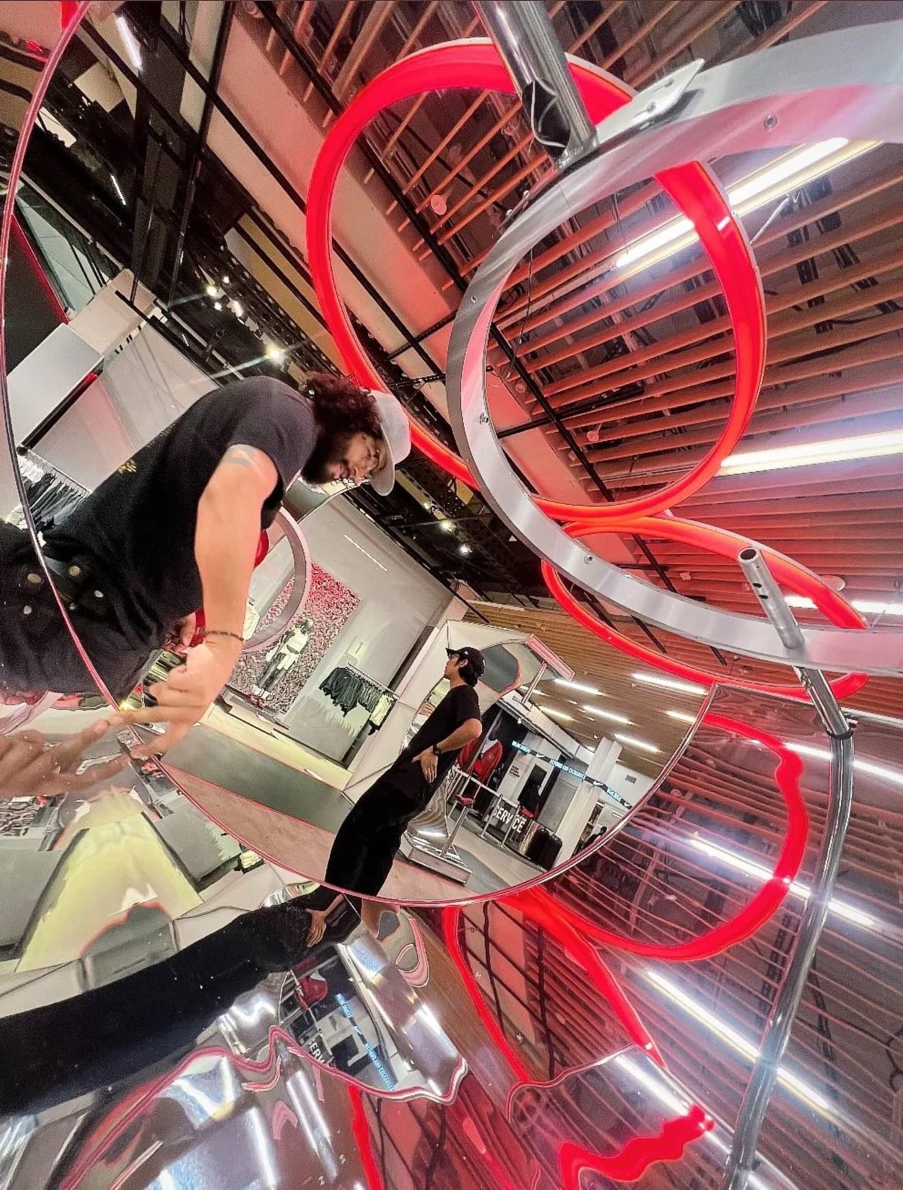 Hands-on fabrication of a red sculptural form
